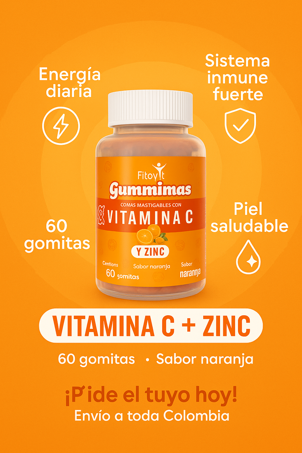 Fitovit Gummimas Vitamina C + Zinc – Defensas y Energía Diaria 🍊💪