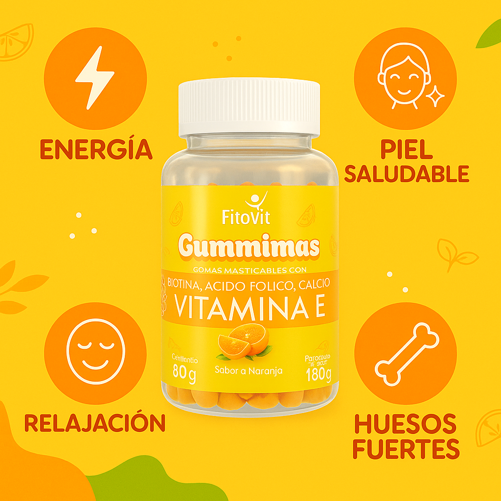 Fitovit Gummimas Vitamina E – Belleza y Energía desde Adentro 🍊✨